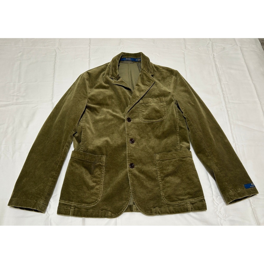 Polo Ralph Lauren Mens Sz 38R Corduroy Blazer Olive Green Modern Fit Sport Coat